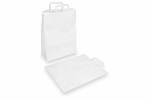 Papieren draagtassen wit met platte handgreep