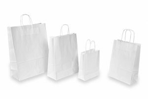 Papieren draagtassen wit met gedraaid koord